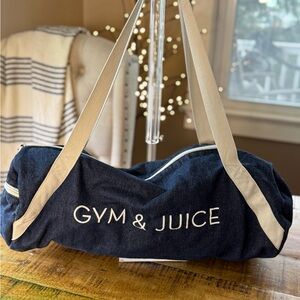 Gym‎ And  Juice  Denim Gym Duffle Bag Zipper  Workout shoulder tote